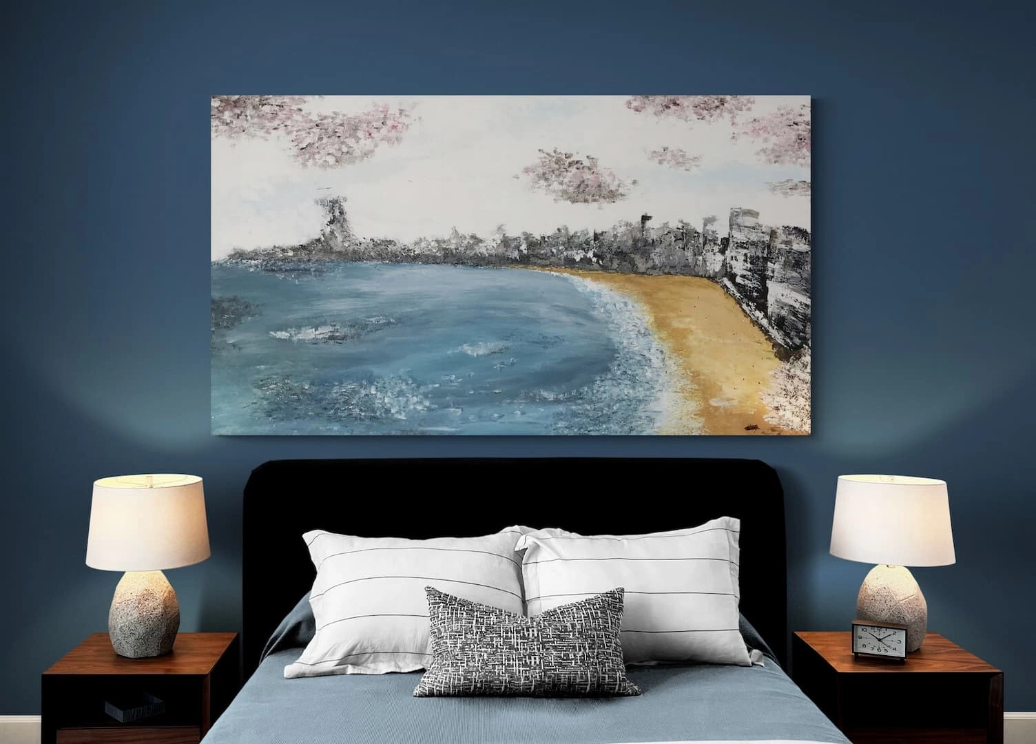 Bedrooms can be a place to put your sea paintings