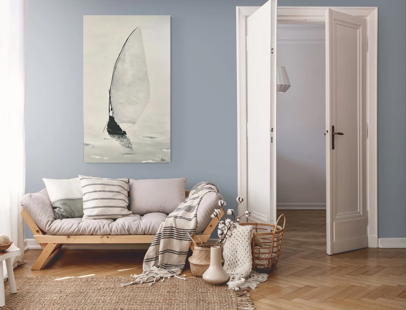 Living rooms in general are a great place to expose a sea painting